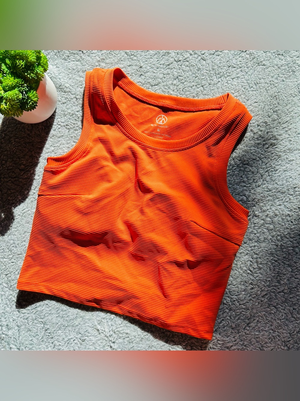 🧡Sunset Pilates Hot Girl Walk Ribbed Active Tank Bright Energy Gym Core Crop Top